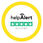 helpAlert logo with five-star rating on a white background